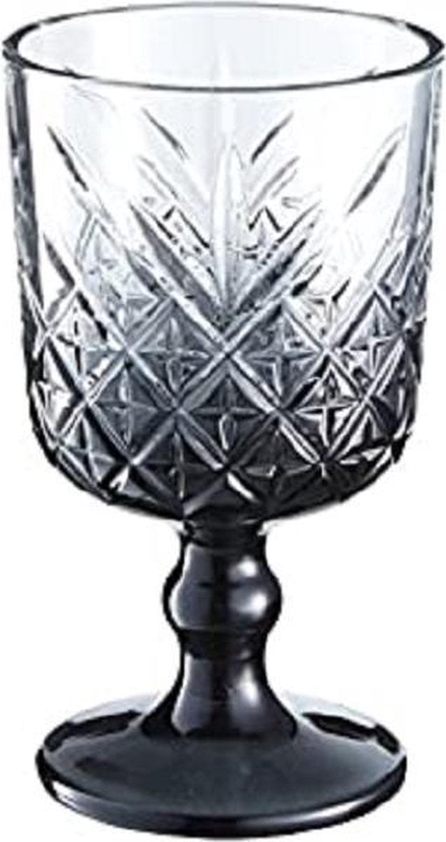 Pasabahce Charm - Zwarte Whiskeyglazen Op Voet - Set van 6 - 320 ml