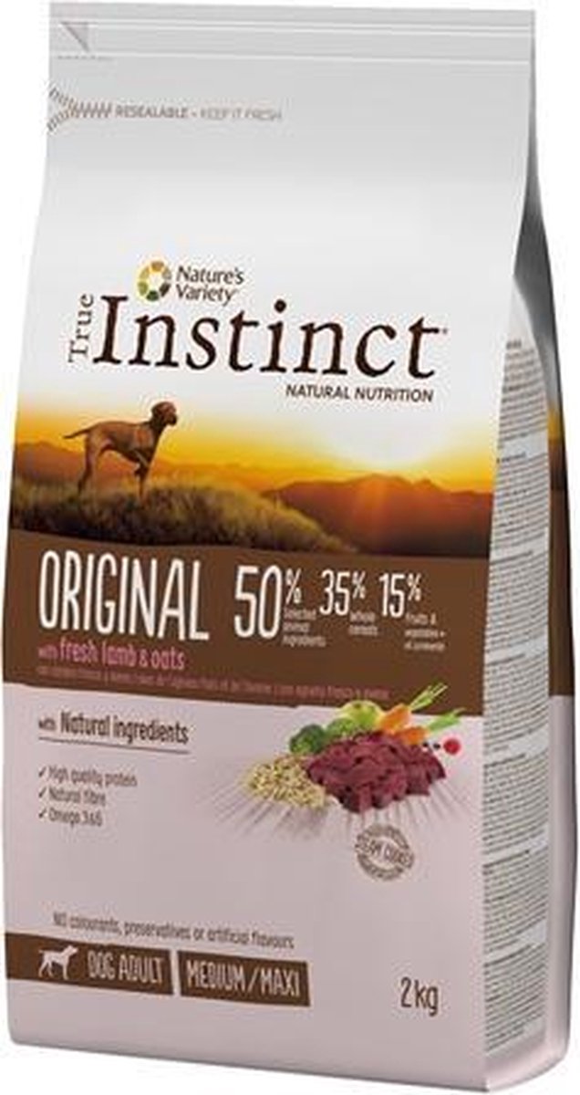 True instinct original medium adult lamb - 2 kg - 1 stuks