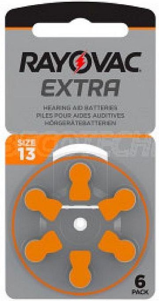 Rayovac Extra Advanced size 13 (oranje) gehoor apparaat knoopcel batterij 2 blisters a 6 stuks