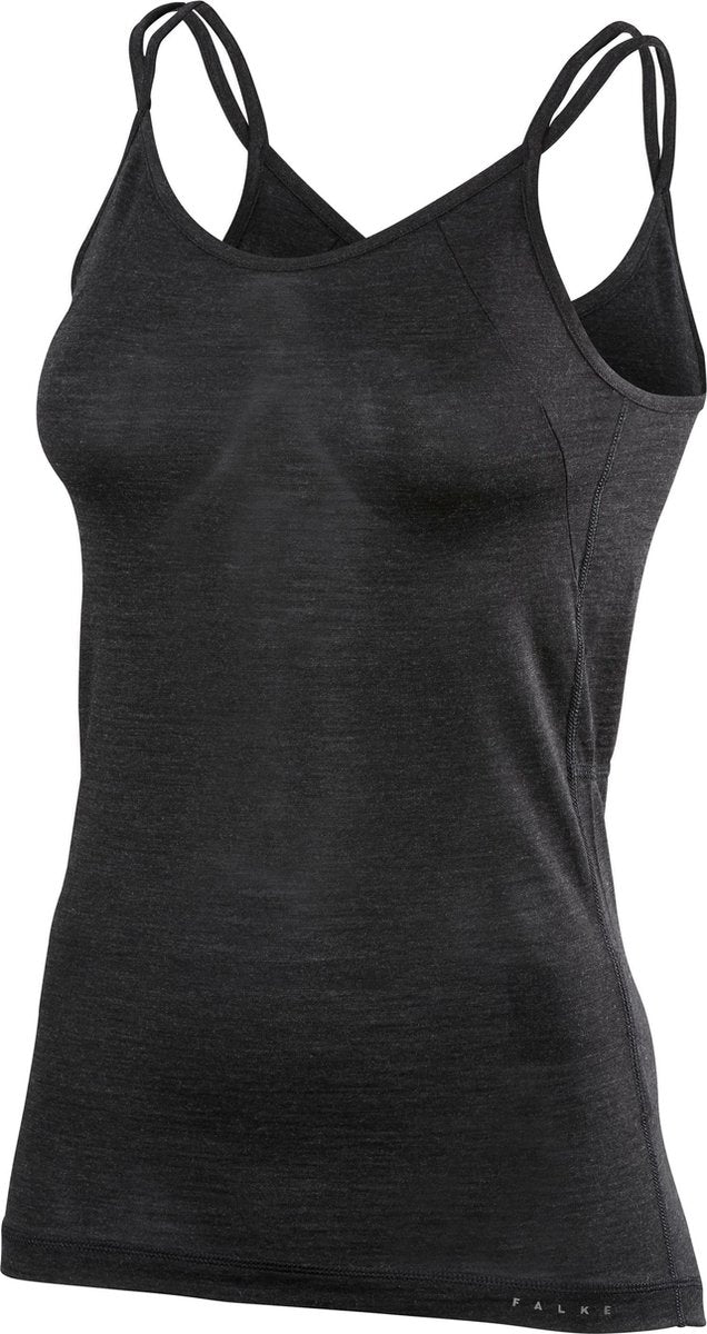 FALKE Wool Silk Dames Singlet - Anthracite Melange - Maat L