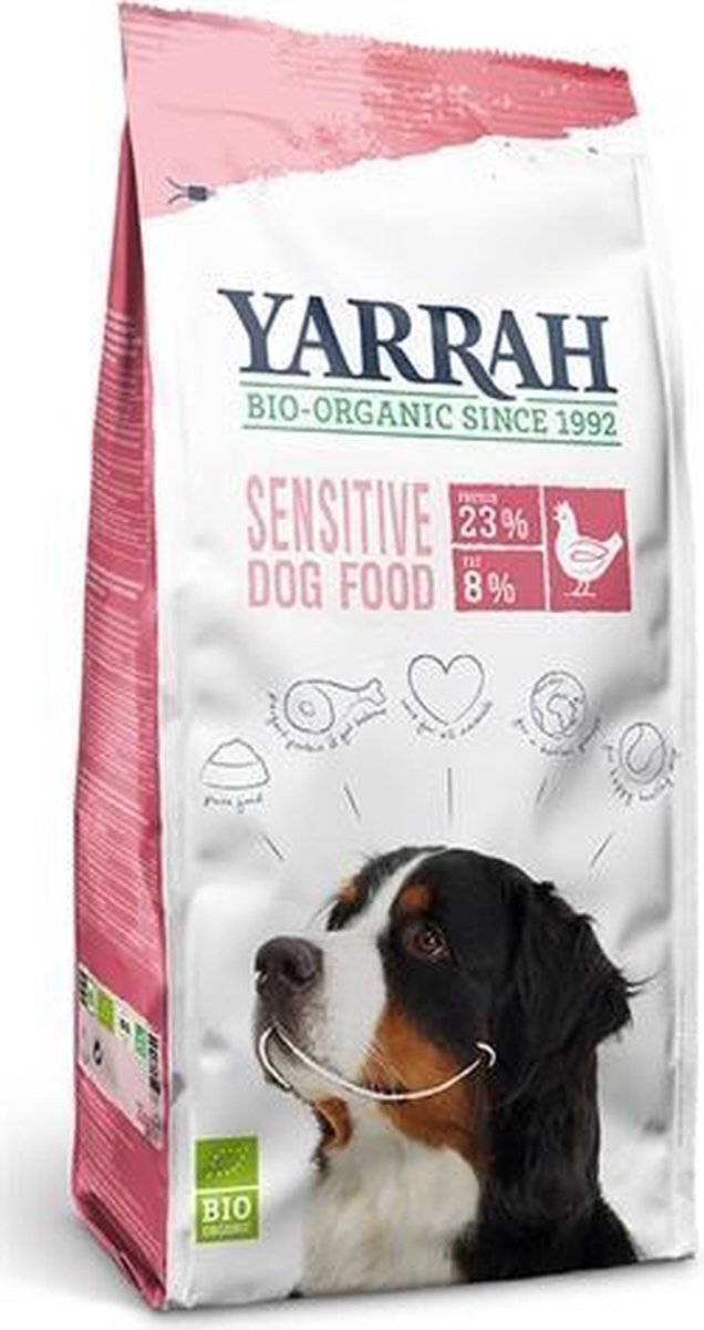 Yarrah dog biologische brokken sensitive kip zonder toegevoegde suiker - 10 kg - 1 stuks