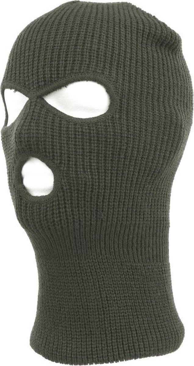 Driegaats muts / skimuts - groen - one size - outdoor / bivak / wintersport - warme eengaats balaclava