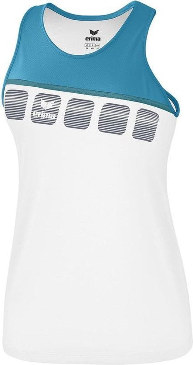 Erima Teamline 5-C Tanktop Dames Wit-Oriental Blue-Colonial Blue Maat 42