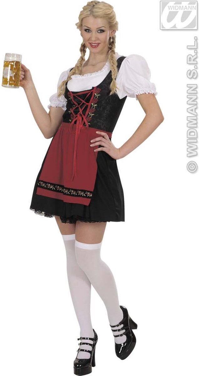 Zwart met rood Tiroler jurkje voor vrouwen - Verkleedkleding