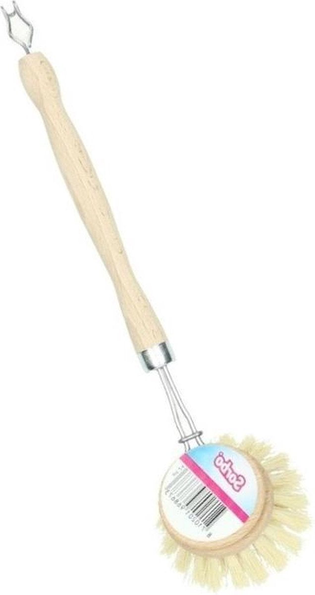 Sorbo ronde afwasborstel van hout met fiber vulling