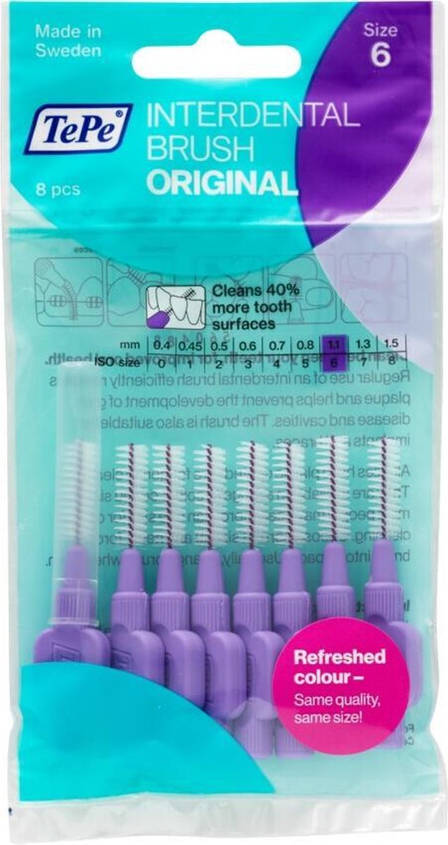 TePe - Interdental Brush Normal (1.1 mm purple 8 pcs) - interdental toothbrushes -
