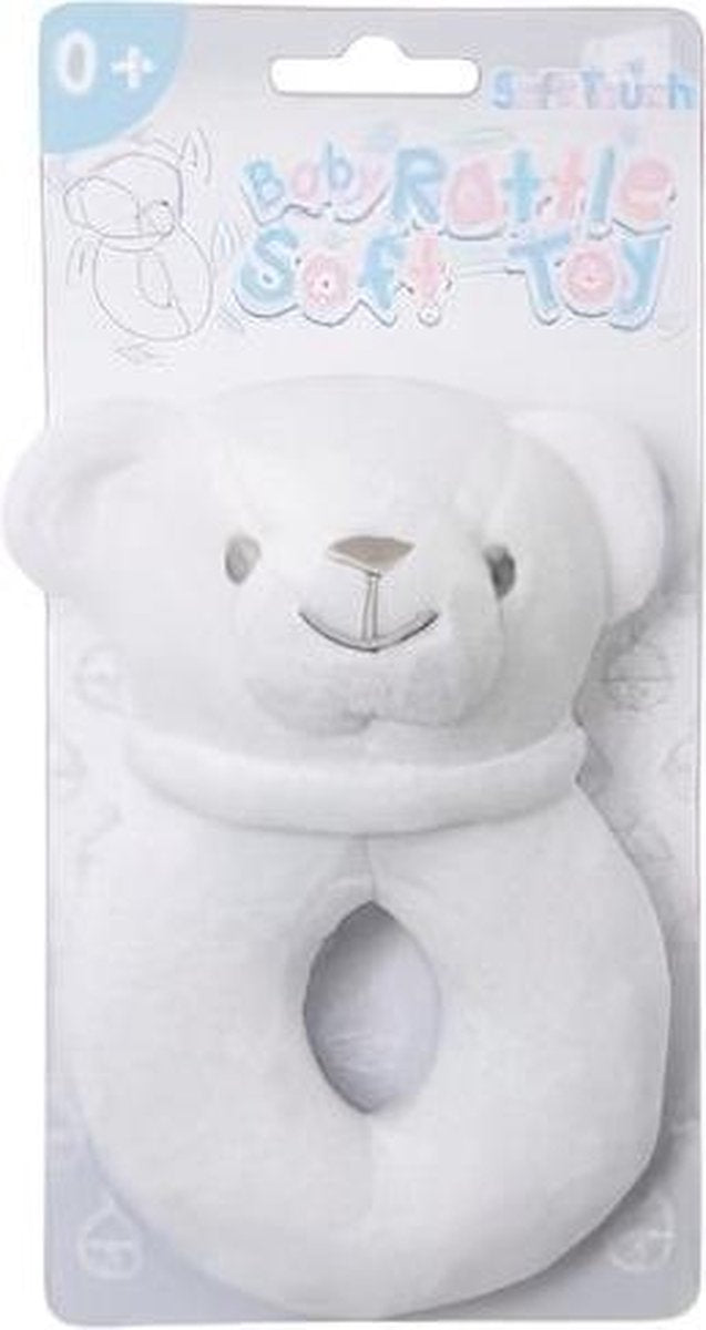 Soft Touch Rammelaar Beer Junior 12 Cm Polyester Wit