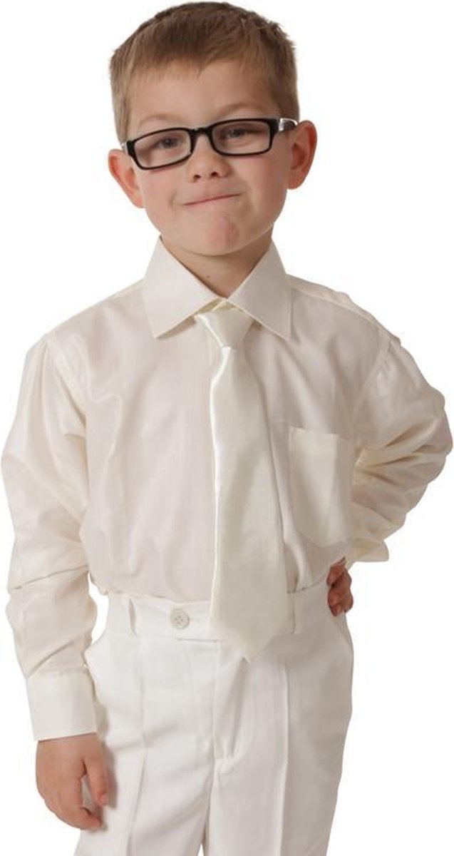 Kinderoverhemd lange mouw off white- 92