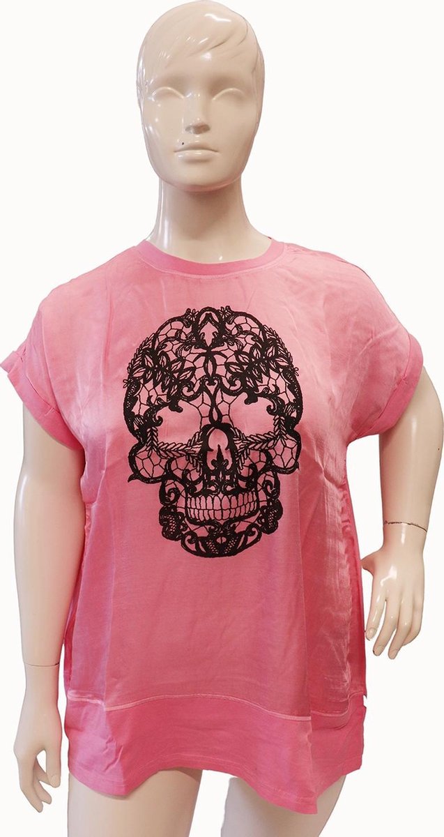 Adia shirt skull opdruk satijn look