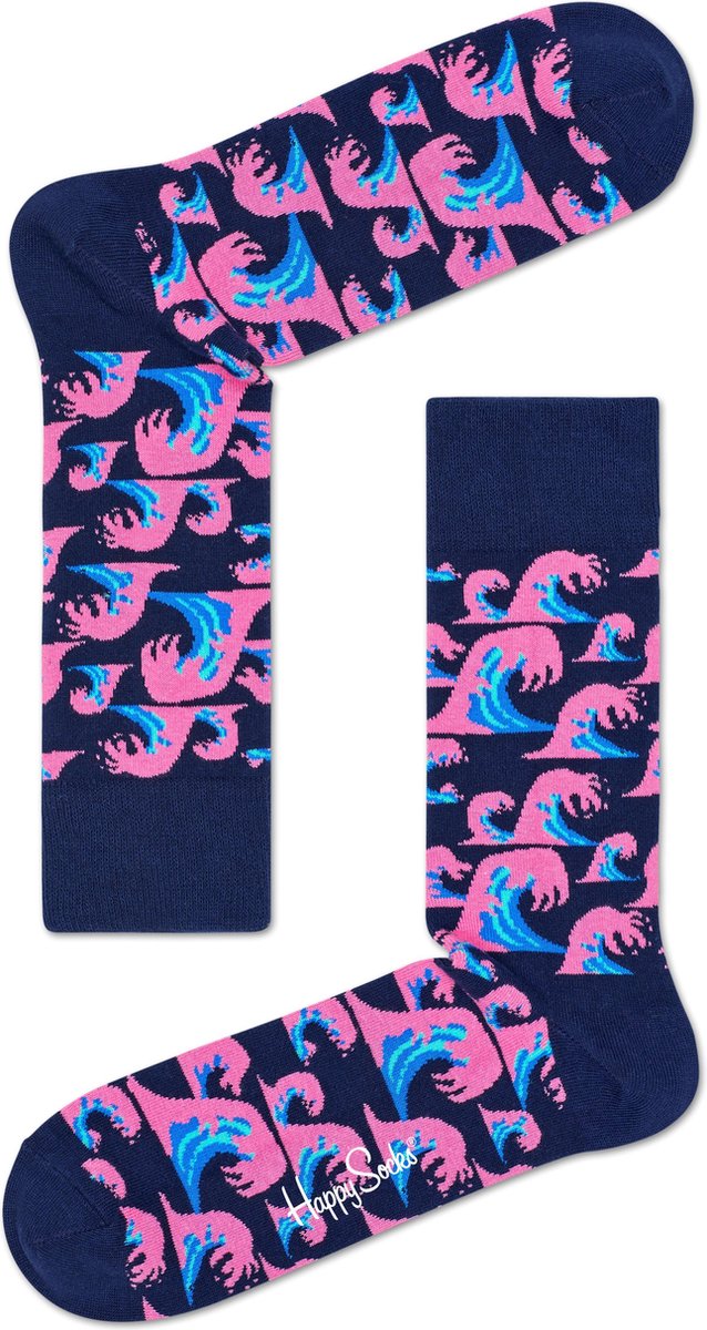 Happy Socks Wave Sokken - Blauw/Roze - Maat 41-46