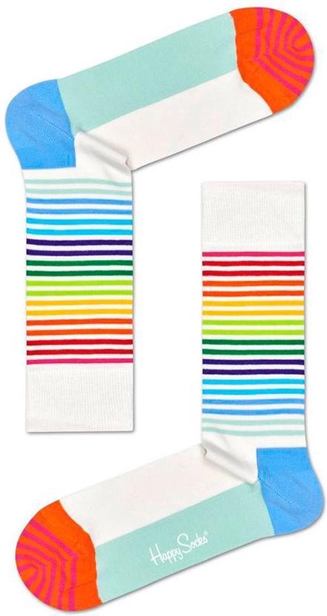 Happy Socks Half Stripe Socks White