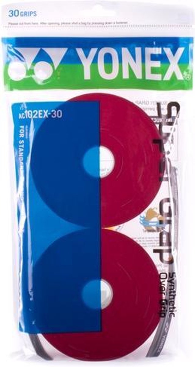 Yonex Supergrap 30 - Overgrip - Rood - voor zowel tennis als badminton geschikt - 30 stuks verpakking