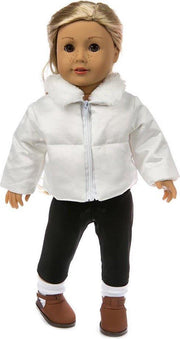 Dolldreams | Poppenkleding 43CM Witte jas en zwarte broek voor pop - kleding geschikt voor o.a. baby born