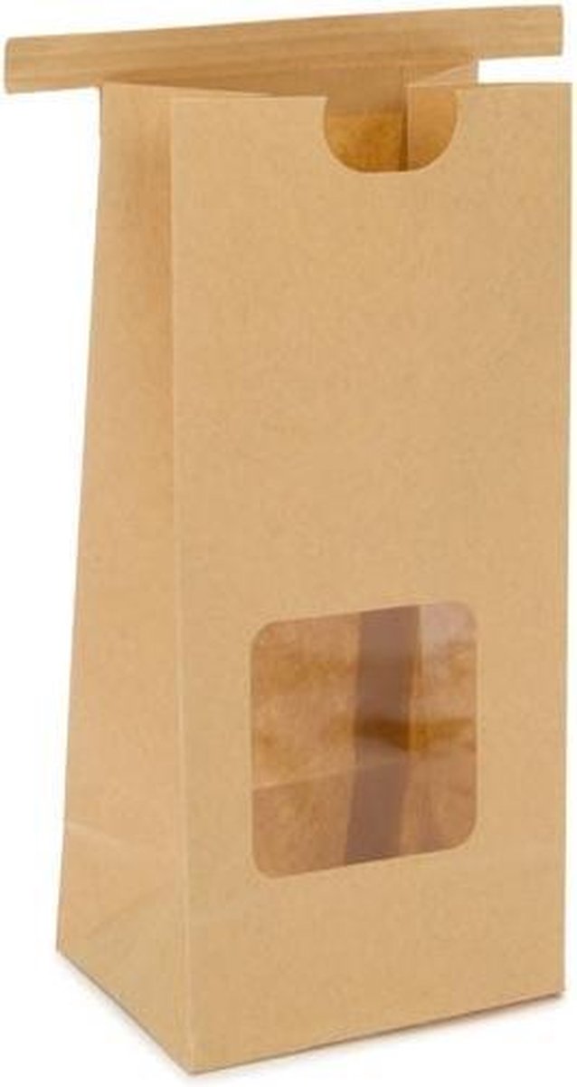 Blokbodemzakken Tin Tie Sluiting Bruin 108x64x267mm - 100 st