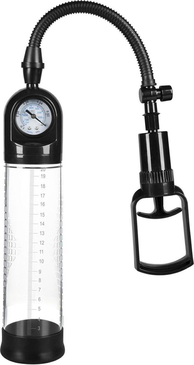 Bossoftoys - Sterke Penis Pomp met spannings meter - Zware handgrip  - Penis stimulator - 32 cm  Penis pump - 60-00011 - gave Cadeaubox - Pompen maar!!