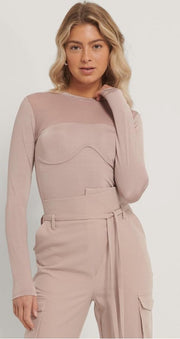 Isha x Nakd oud roze top met lange mouwen - L
