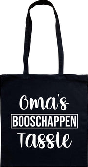 Tas - katoenen tas - oma - Oma's booschappen tassie - lange hengsels - boodschappentas - big shopper - stuks 1 - zwart