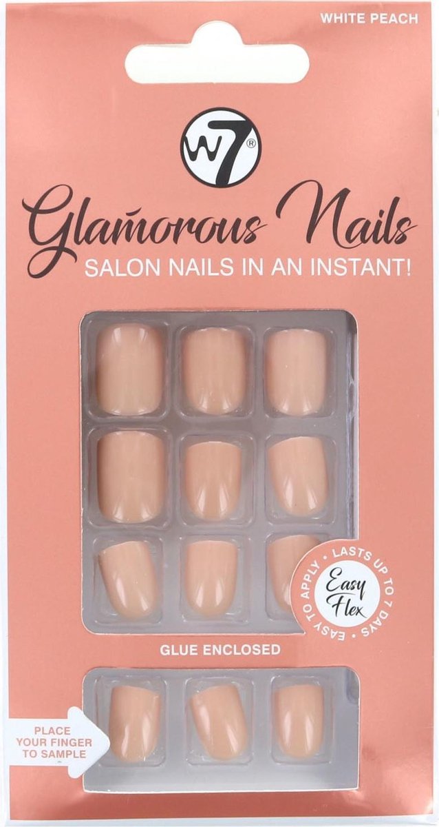 W7 Glamorous Nails - White Peach (met nagellijm)