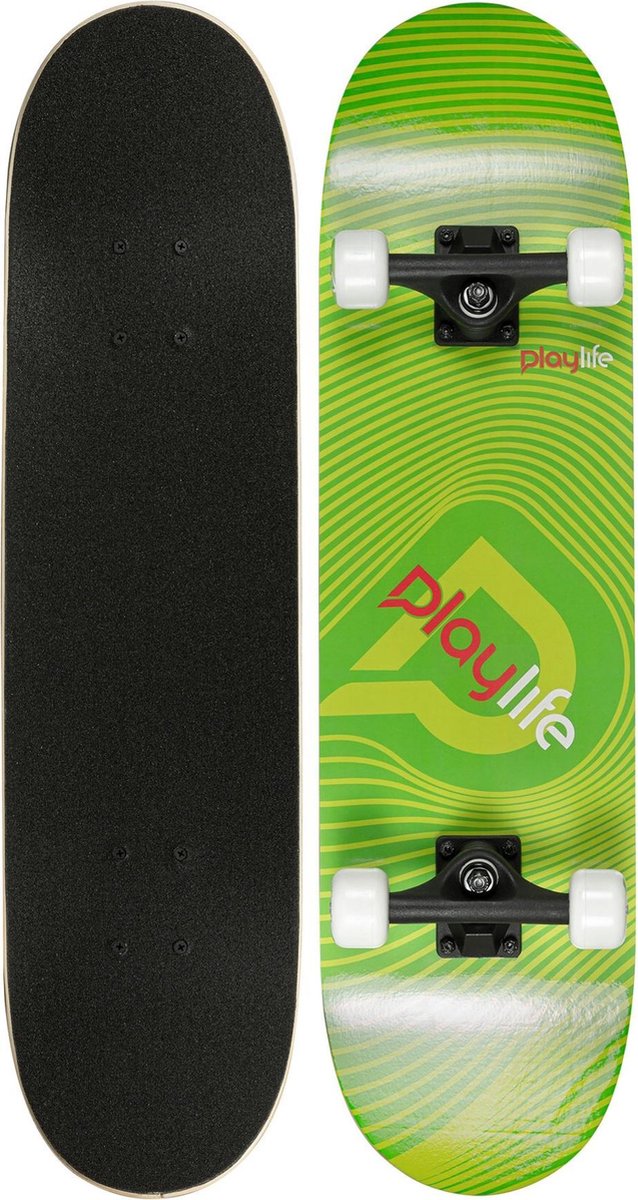 Playlife Skateboard - lichtgroen/groen/rood/wit