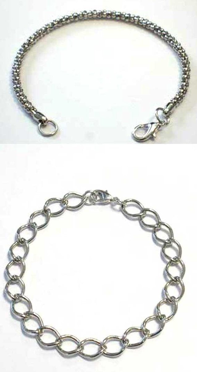 2 Armbanden met Sluiting - 4mm x 18cm - Zilverkleurig