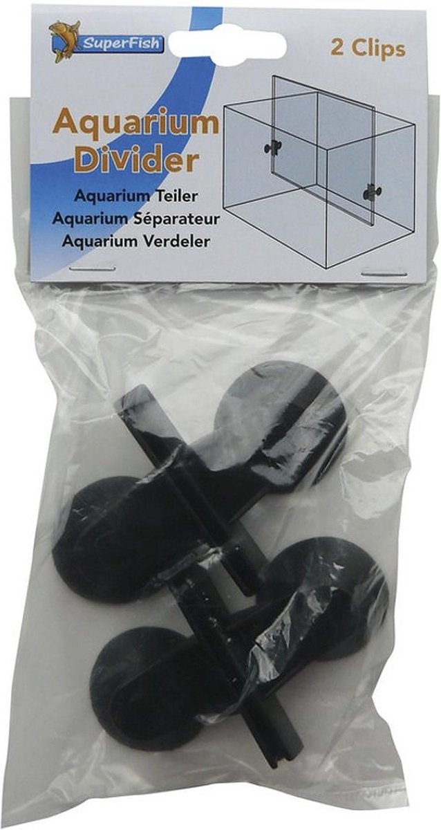 Superfish Aquarium verdeler 2 clips met zuignap voor glasplaat van 4mm