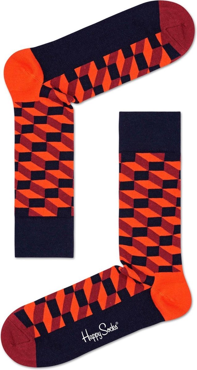 Happy Socks Filled Optic FIO01-4300  | Oranje en Zwart | Maat 41-46