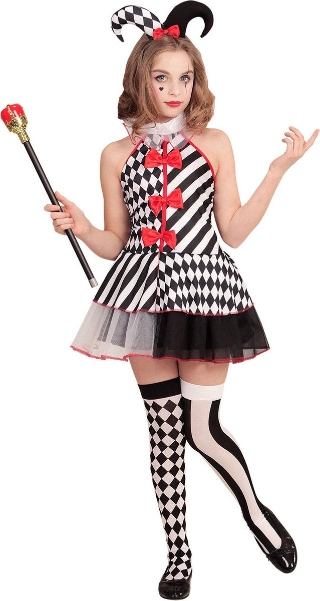 Harlequin Kostuum | Harlekijn Haza | Meisje | Maat 128 | Carnaval kostuum | Verkleedkleding