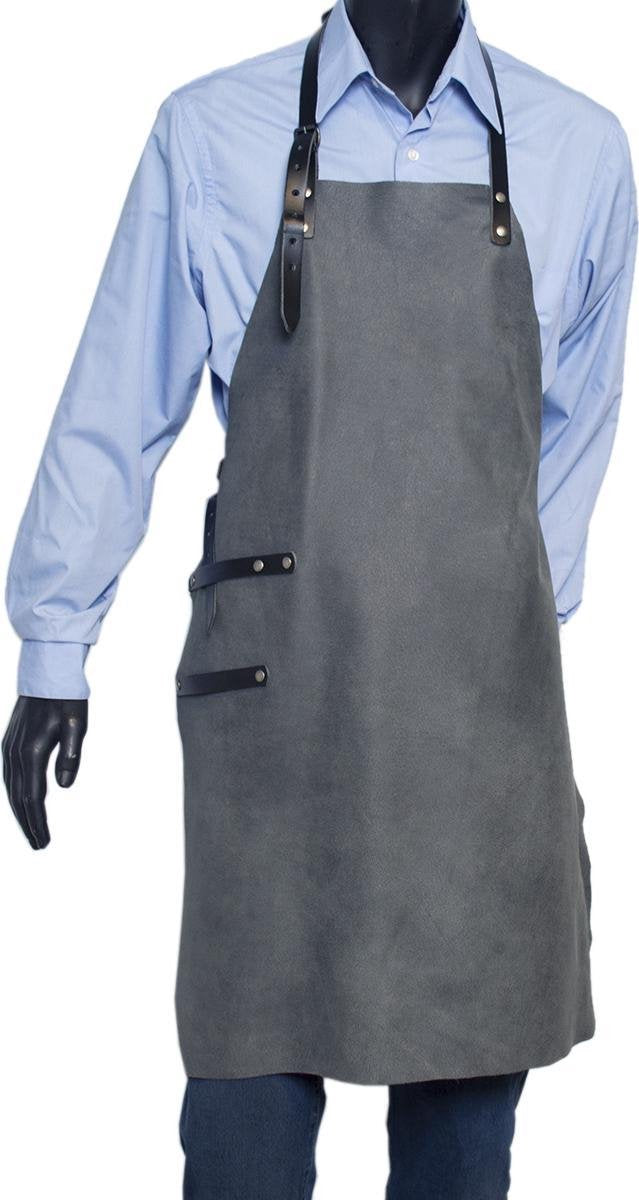BBQ Schort Leer - Schort Leer - Grijsblauwe Leren Schort Dames Of Grijsblauwe Leren Schort Heren – Leren Barbecue Schort – 85 cm x 61 cm