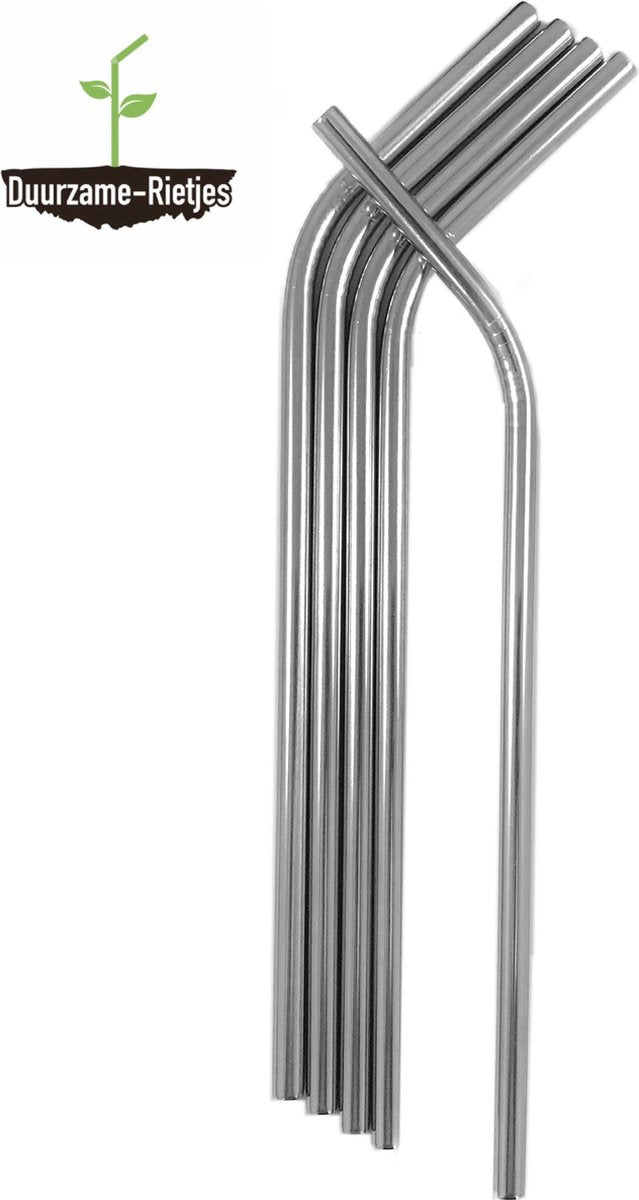 Roestvrijstalen Rietjes  Zilver | 3 st. Gebogen | RVS Rietjes | Metalen Rietjes