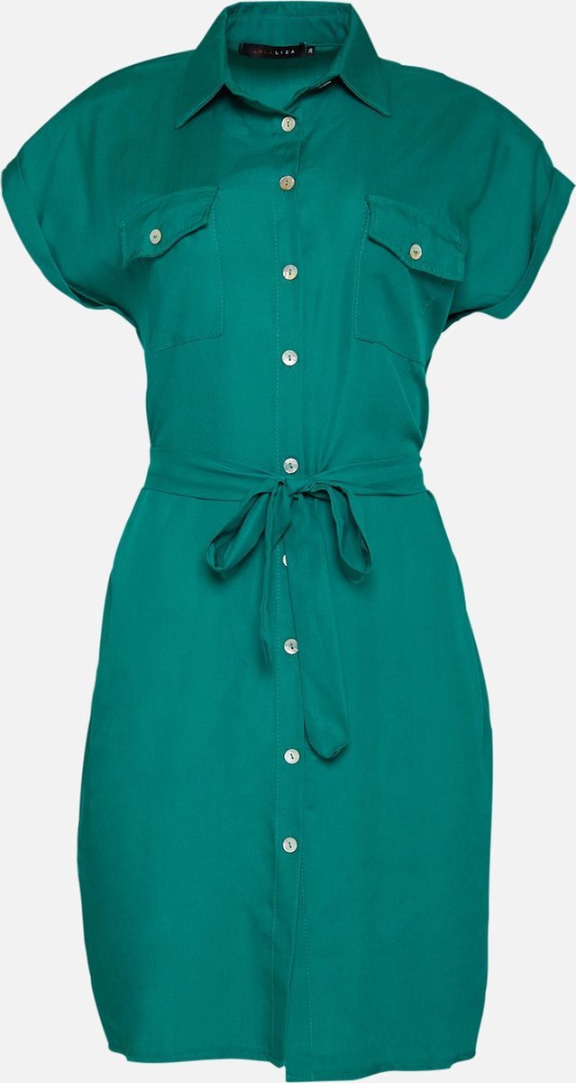 Overhemd jurk met ceintuur - Groen
