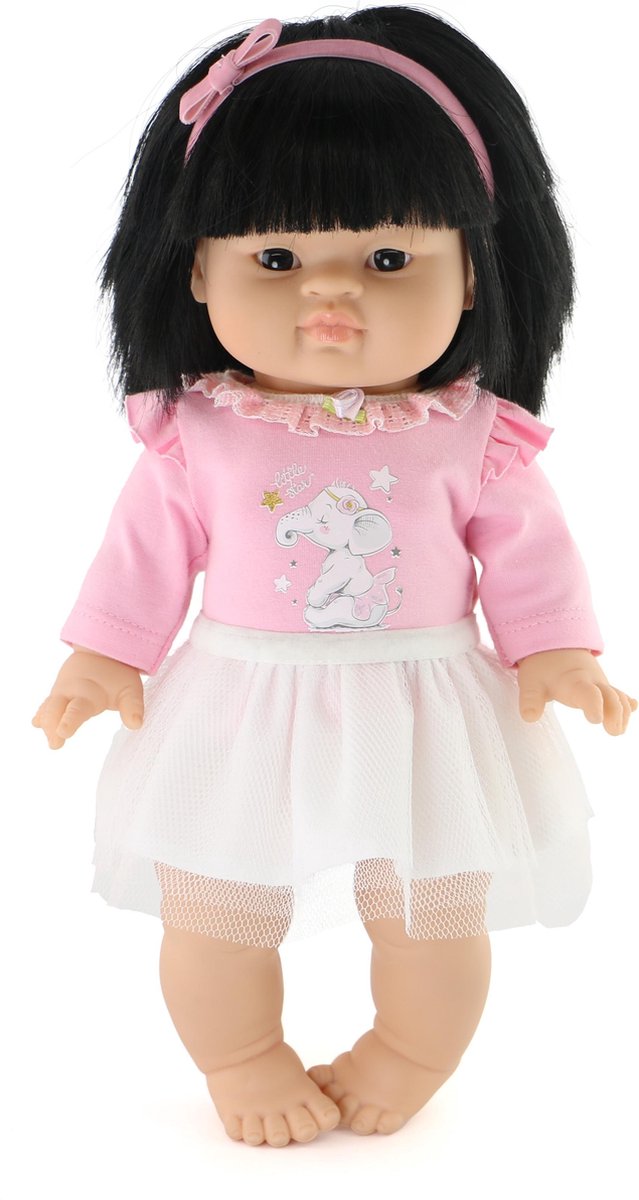 Little Lady Poppenkleding - Paola Reina Gordi kleding - Minikane kleding  - tutu setje roze wit olifant