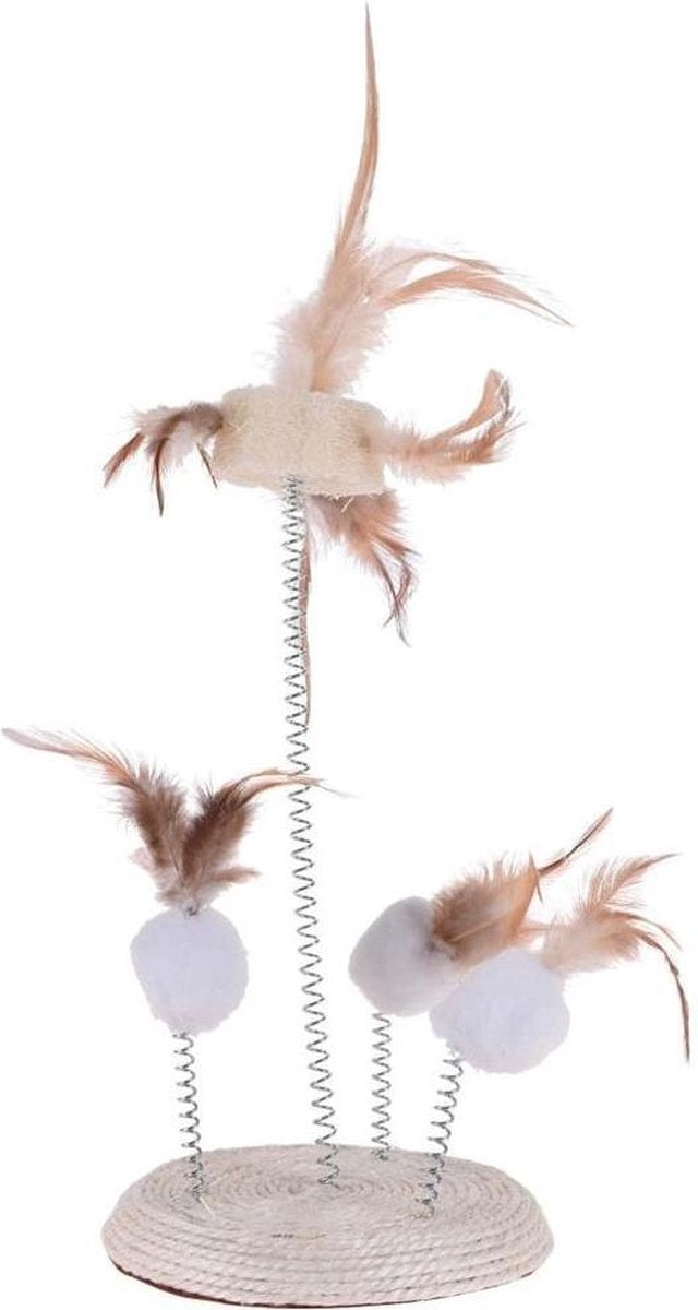 RelaxPets - Cats Collection - Kattenspeelgoed - Speeltoren - 3 Veren - Spelen - Beige - Rond