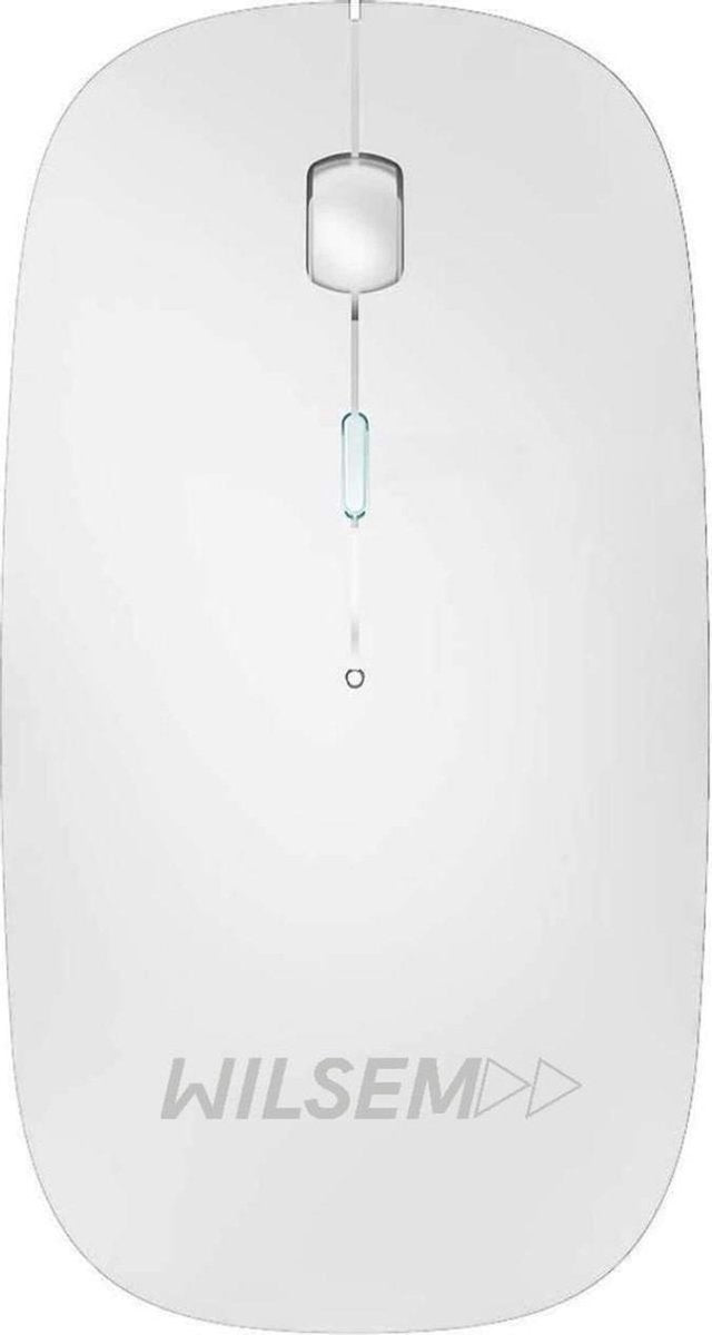 Draadloze Muis - USB Muis- Oplaadbare Computermuis - Draadloos met Stille Klik - Wit - Wilsem ®