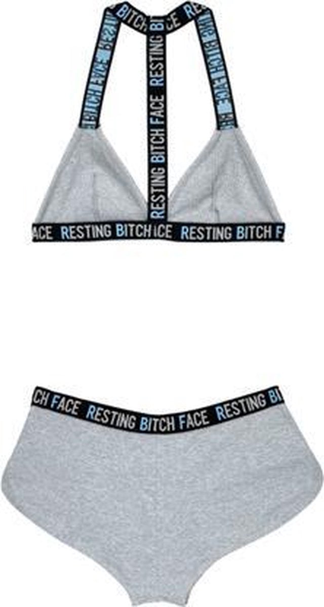 Ribgebreide BH-Set - L/XL - Grijs - Sexy Lingerie & Kleding - Lingerie Dames -  Dames Lingerie - BH-Sets
