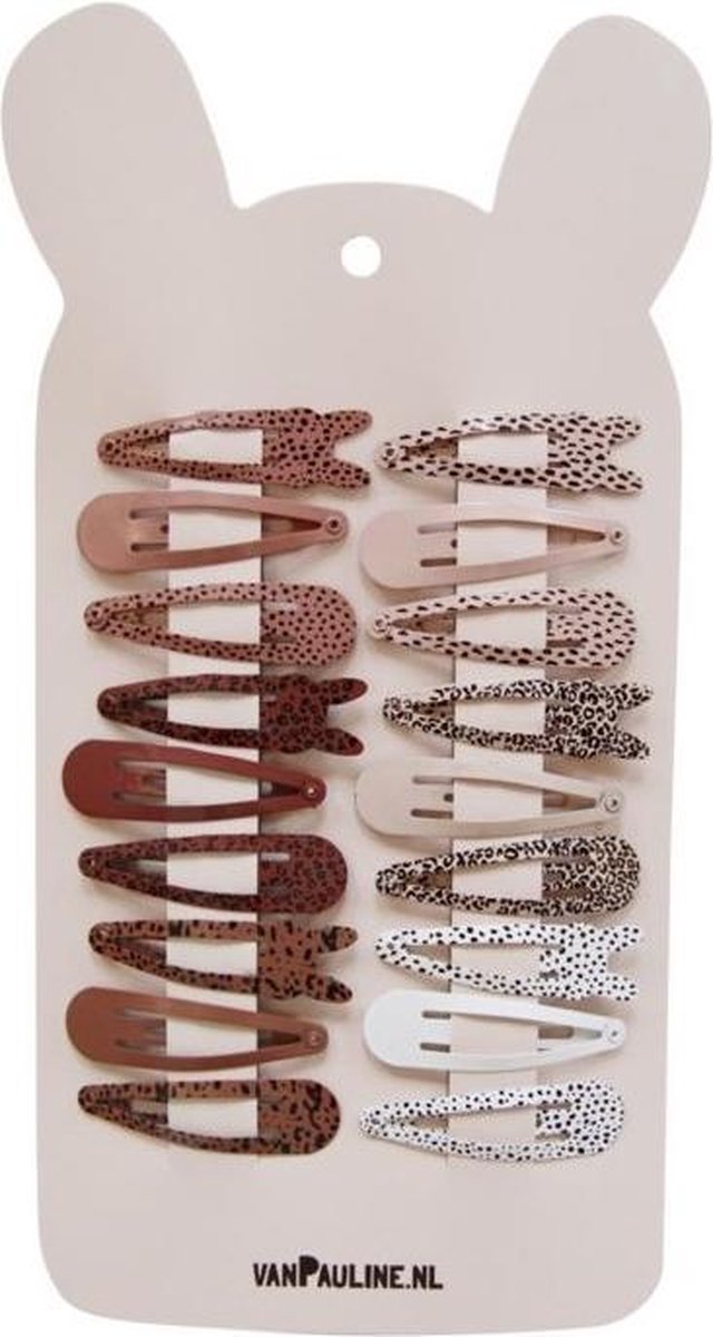 vanPauline Haarclipjes Haarspeldjes Bunny - 18 stuks - 5 cm Bruin