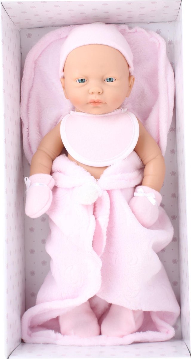 Falca Babypop Met Kinderdeken 40 Cm Roze