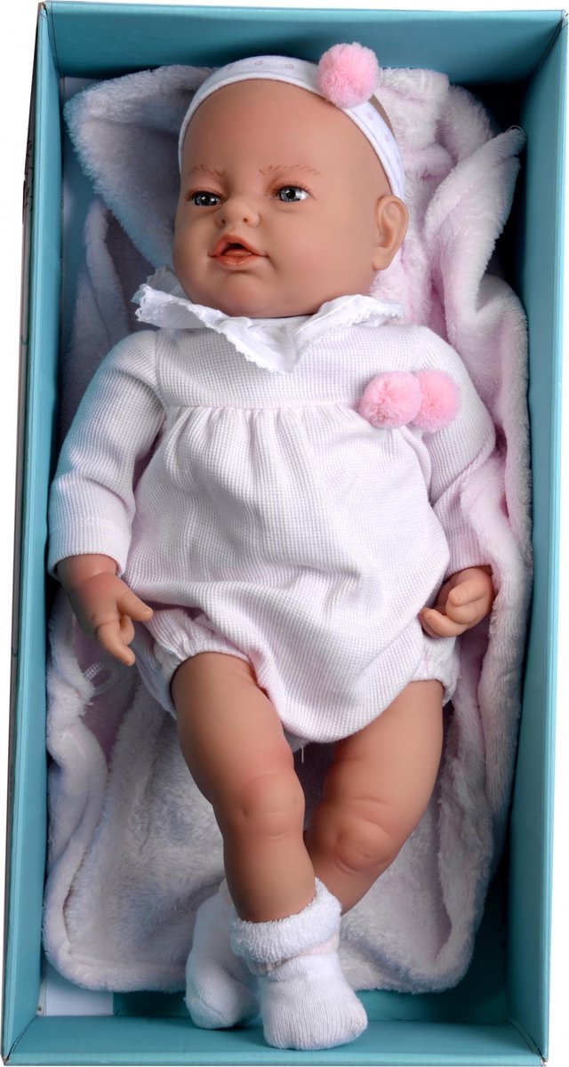 Falca Babypop Alex 50 Cm Met Deken Blauw