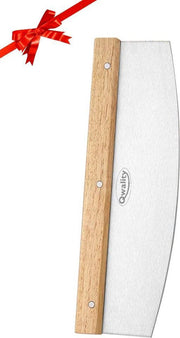 Pizzasnijder – Professionele Pizza snijder – Cutter – Pizzasnijders – RVS/Hout - 30 x 11 cm - Qwality