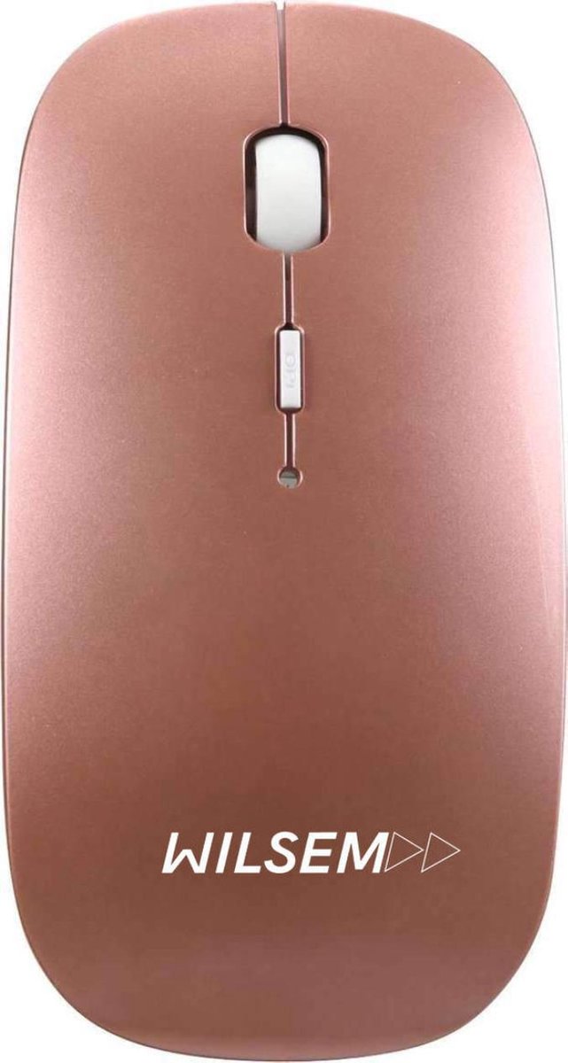 Draadloze Muis - USB Muis- Oplaadbare Computermuis - Draadloos met Stille Klik - Rose Gold - Wilsem ®