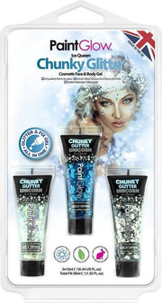 Blister set chunky glitter face & body gel Ice Queen