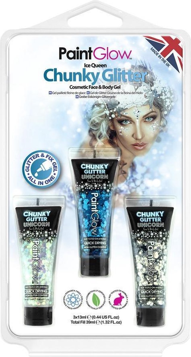 Blister set chunky glitter face & body gel Ice Queen