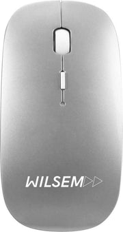 Draadloze Muis - USB Muis- Oplaadbare Computermuis - Draadloos met Stille Klik - Zilver - Wilsem ®