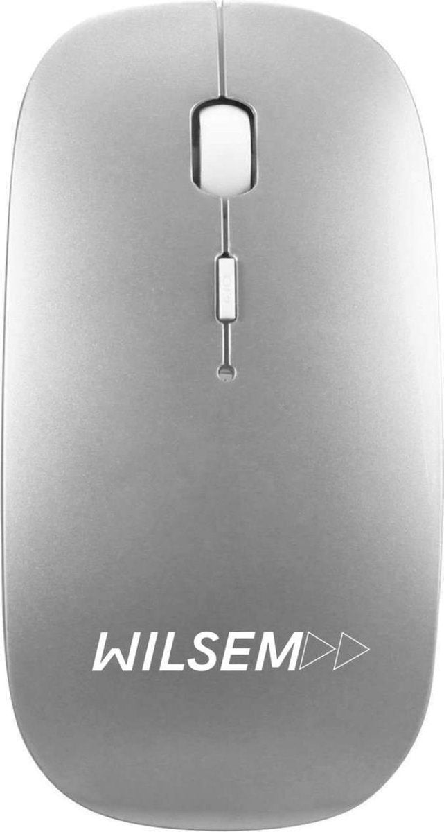 Draadloze Muis - USB Muis- Oplaadbare Computermuis - Draadloos met Stille Klik - Zilver - Wilsem ®