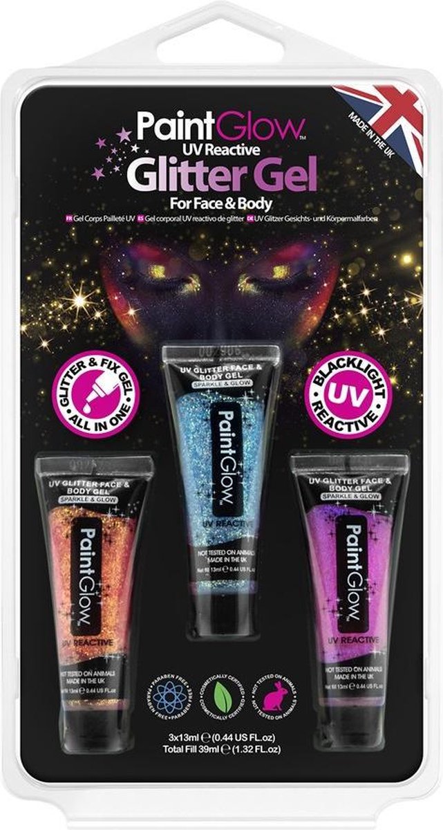 Glitter Gel UV Reactive for Face & Body PaintGlow