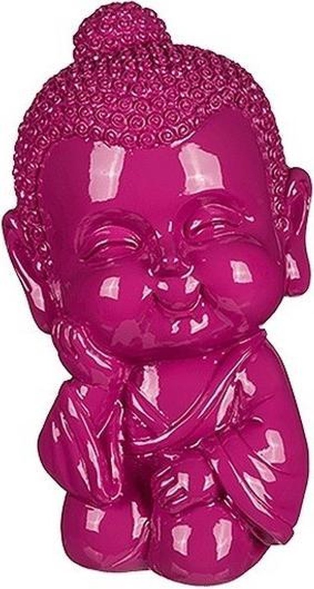 Boeddha spaarpot roze 13 cm