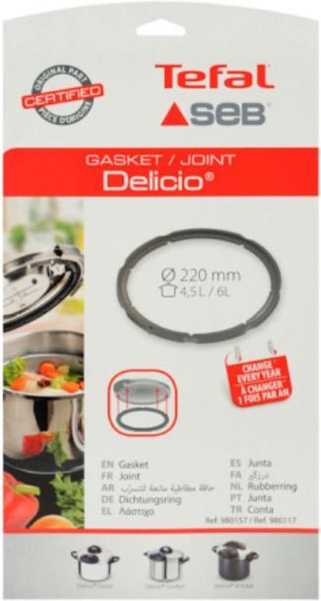 Tefal dekselring afdichtingsrubber snelkookpan 220mm doorsnede 4
