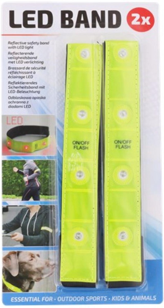 ReflectiveSport - Reflectie armband - Set - LED - Fluorgeel