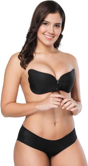 LYVION Strapless plak BH - met push up door de vetersluiting - Zwart 2020 Plakbeha A