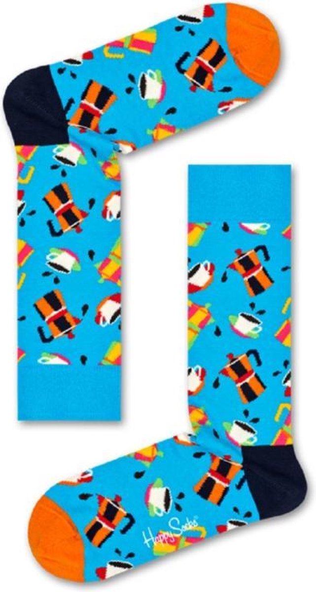 Happy Socks Coffee Sokken | Blauw | Maat 36-40 | Sokken voor de echte koffie liefhebbers! |Comfortabele sokken voor dames geschikt als huissok