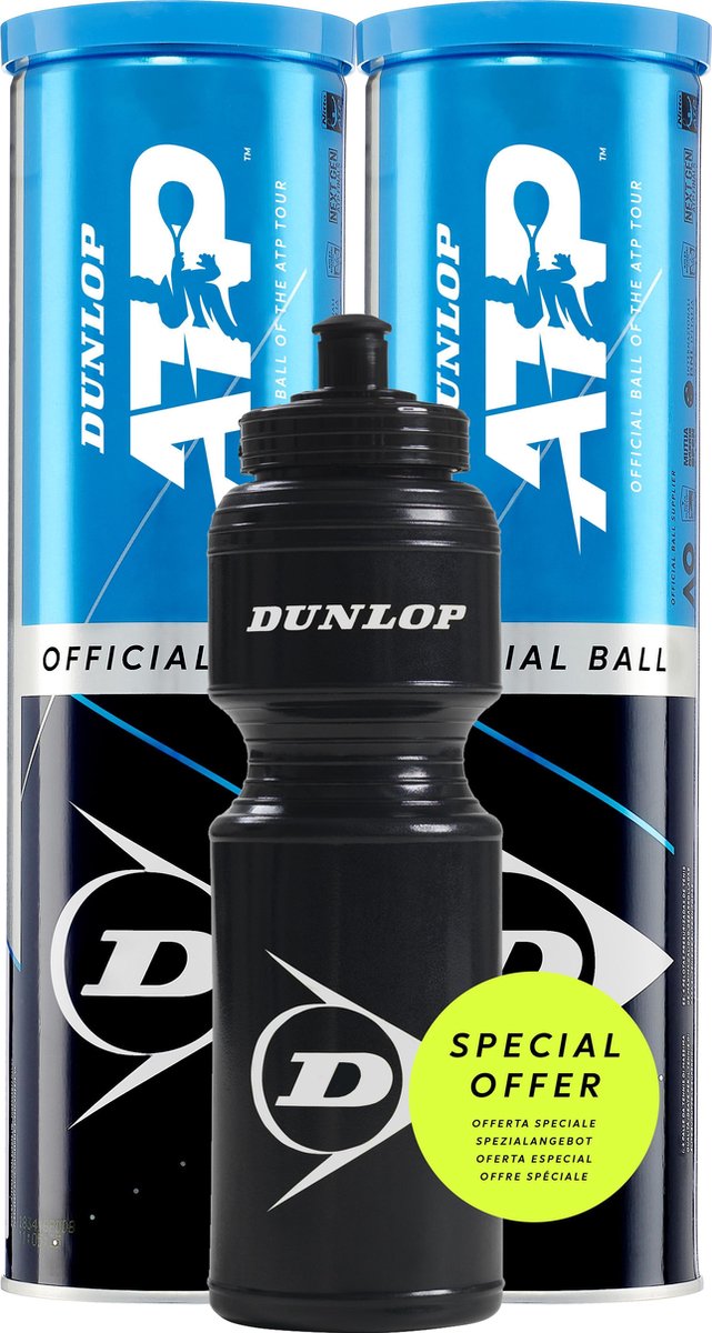 Dunlop ATP Tennisballen in blik - inclusief bidon - 2 x 4 stuks